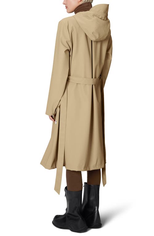 Shop Rains Waterproof A-line Long Raincoat In Sand