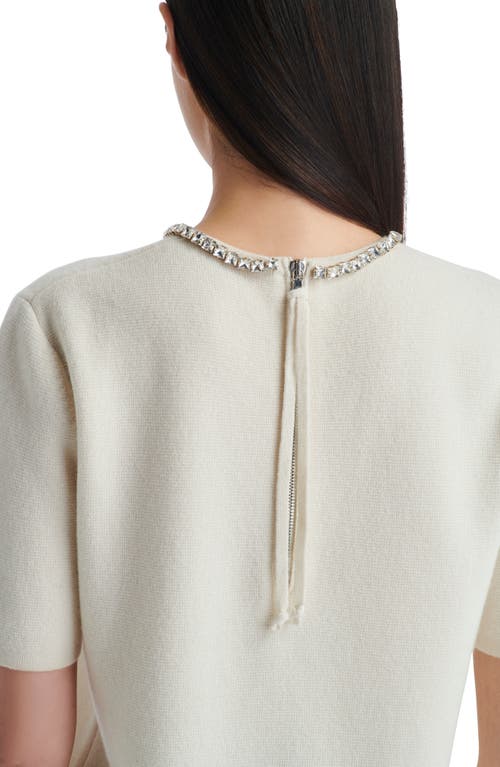 Shop Twp Crystal Embellished Milano Stitch Cashmere Sweater In Ivory