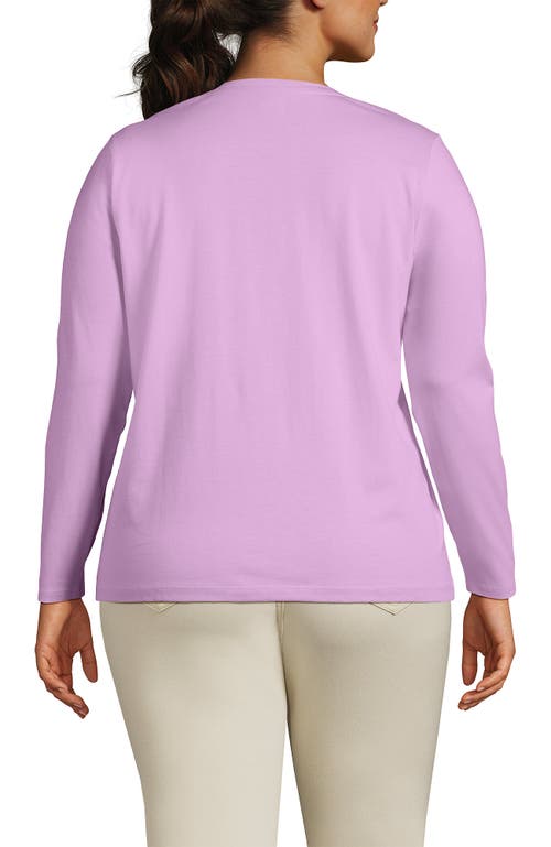 Shop Lands' End Plus Size Relaxed Supima Cotton Long Sleeve Crew Neck T-shirt In Pink Amethyst