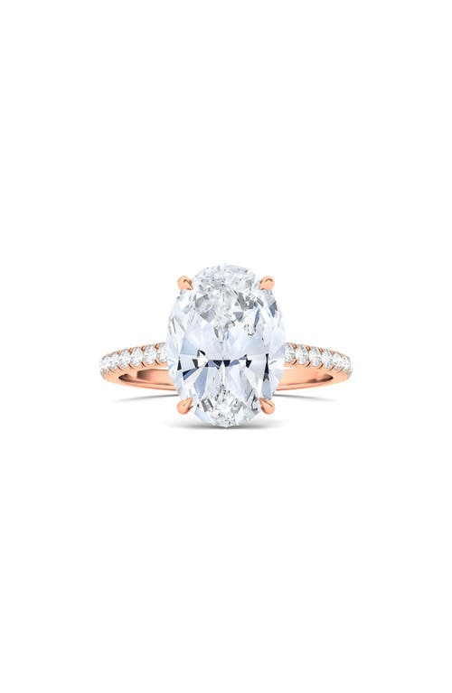 Hautecarat Oval Cut Pavé Lab Grown Diamond Ring In 2.00 Ctw 18k Rose Gold