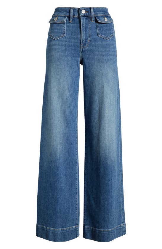 Frame Le Slim Palazzo Patch Pocket Wide Leg Jeans In Blue