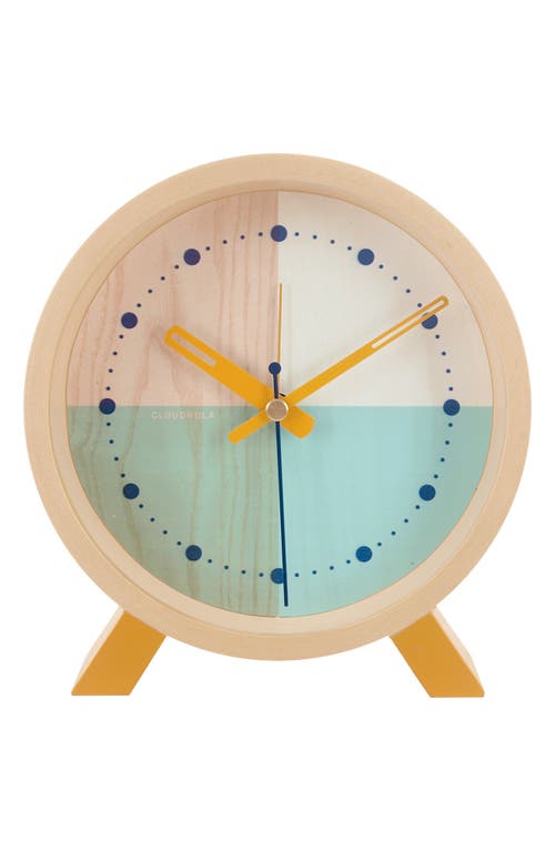 CLOUDNOLA Flor Wooden Alarm Clock in Turquoise Blue at Nordstrom