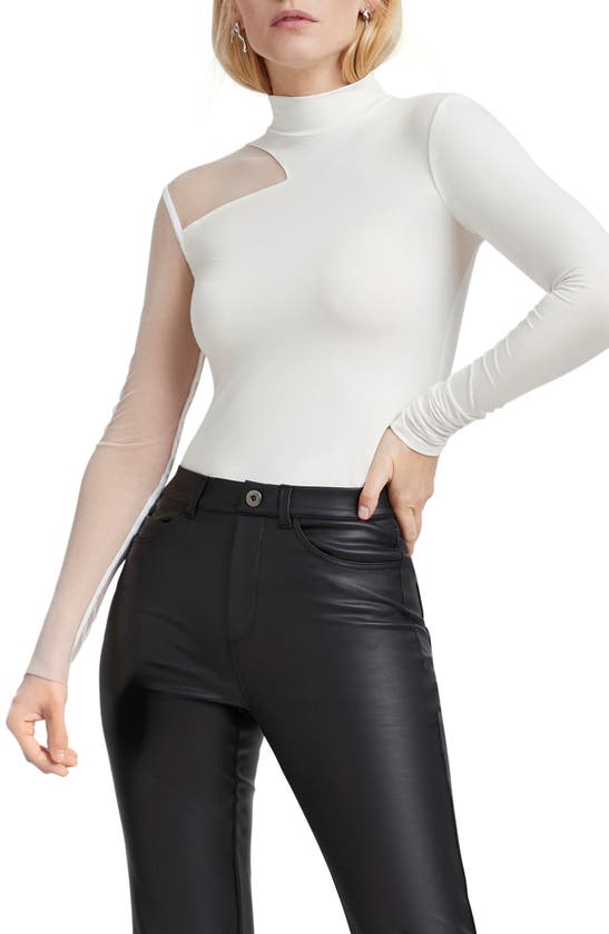 Shop Marcella Ysabel Mesh Panel Jersey Top In Off White