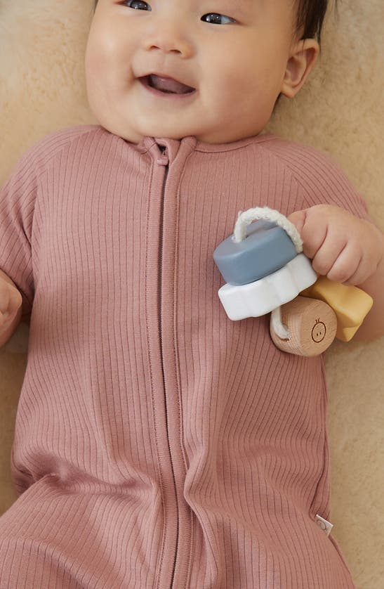 Mori Rib Fitted One-piece Short Pajamas In Ribbed Rose