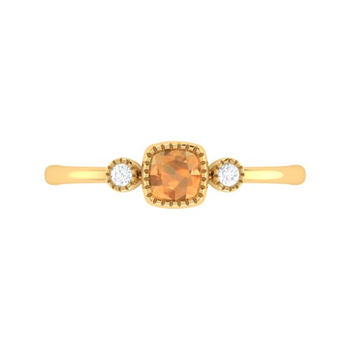 Shop Luvmyjewelry Cushion Cut Citrine & Diamond Birthstone Ring In Yellow Gold