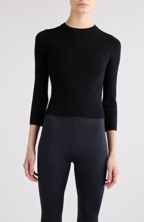 Balenciaga Open Stitch Logo Rib Crop Sweater in Black at Nordstrom, Size Large