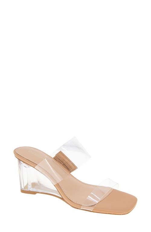 Shop Bcbg Lorie Wedge Slide Sandal In Clear/tan