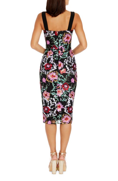 DRESS THE POPULATION DRESS THE POPULATION NICOLE FLORAL SEQUIN EMBELLISHED SHEATH COCKTAIL DRESS