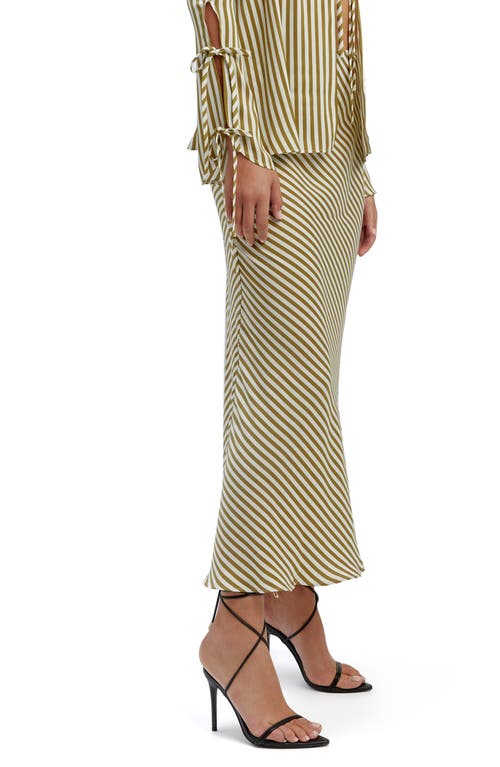 Shop Bardot Isadore Maxi Slip Skirt In Green Stripe