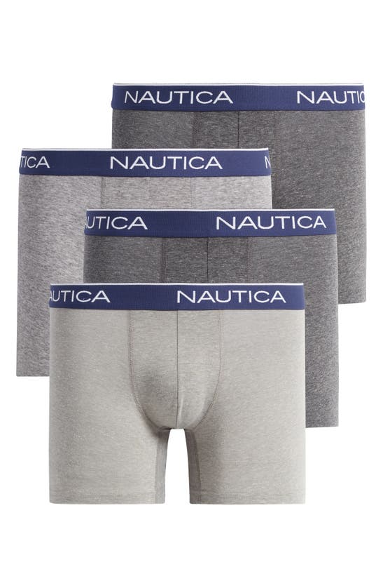 Nautica Assorted 4-pack Heather Boxer Briefs In Black Charcoal/heather Grey