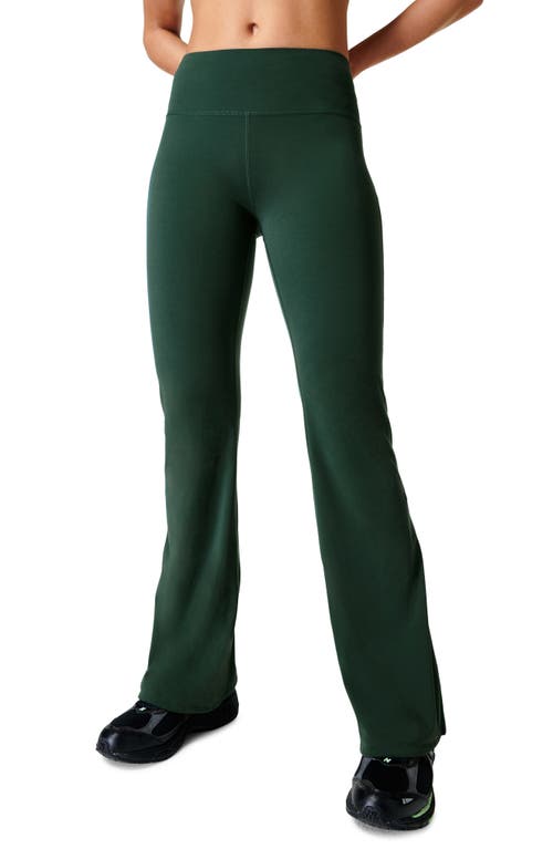 Sweaty Betty Power Kick Flare Workout Pants in Trek Green