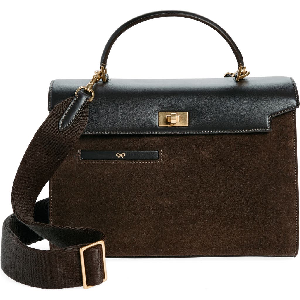 Anya Hindmarch Mortimer Suede & Leather Top Handle Bag In Brown
