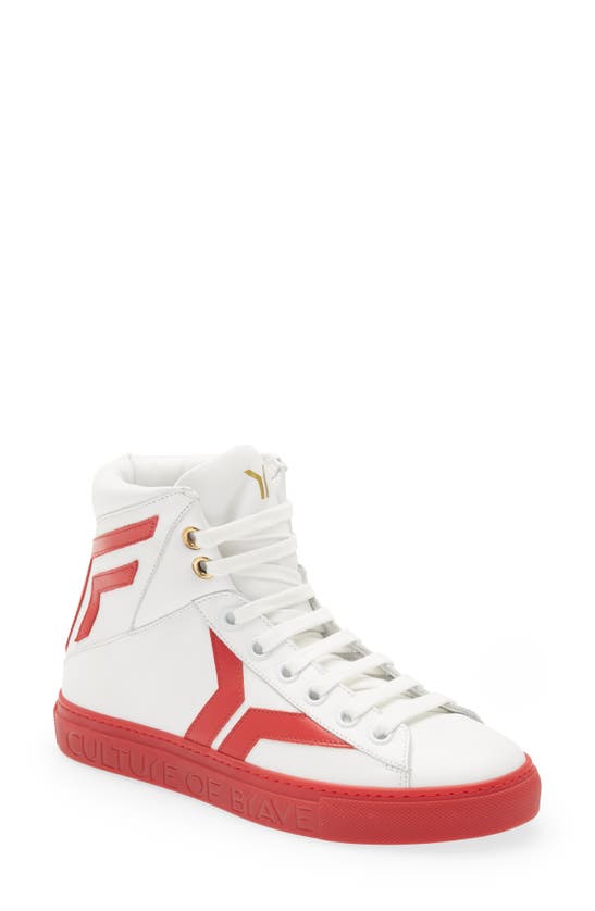 Culture Of Brave Lace-up High Top Sneaker In White/ Red/ Red | ModeSens