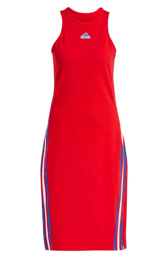 Shop Adidas Originals Adidas Future Icons 3-stripes Sleeveless Dress In Better Scarlet