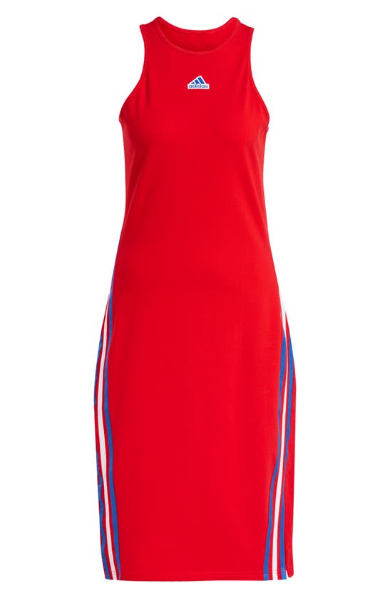 Shop Adidas Originals Future Icons 3-stripes Sleeveless Dress In Better Scarlet