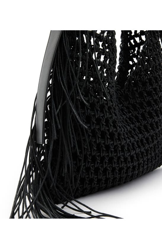 Shop Allsaints Sabine Macramé Shoulder Bag In Black