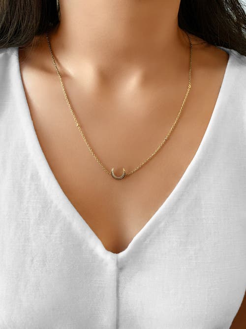 Luvmyjewelry Midnight Crescent Layered Sterling Silver Diamond Necklace In 14kt Gold Vermeil On Sterling