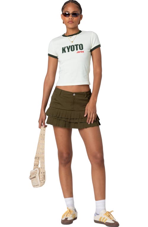 Shop Edikted Pleated Cotton Miniskirt In Olive