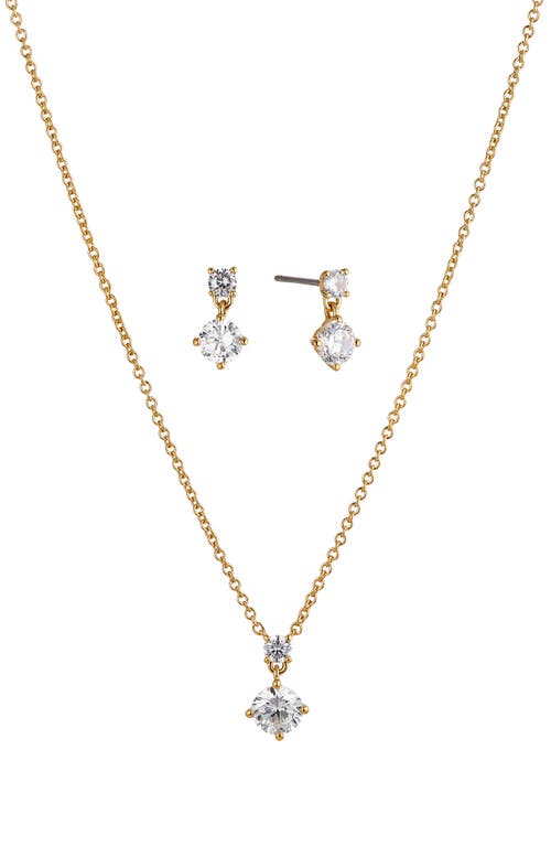Nadri Stud Earrings & Pendant Necklace Set in Gold at Nordstrom