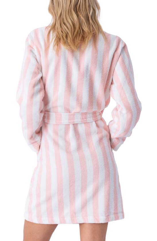 Shop Pj Salvage Stripe Terry Cloth Robe In Pink Rose