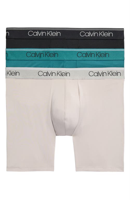 Shop Calvin Klein 3-pack Low Rise Microfiber Stretch Boxer Briefs In Psb Black/ash/m