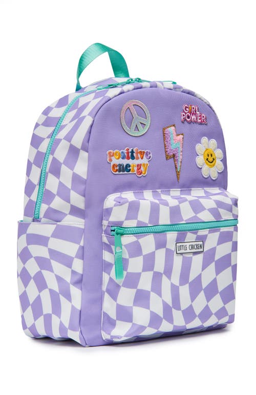 Little Chicken Kids Patched Backpack In Purple Checker