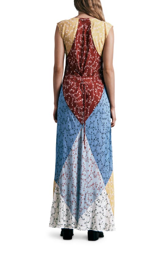 Rag & Bone Patchwork Floral-print Voile Maxi Dress In Blue Multi