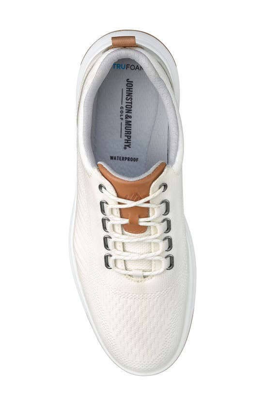 Johnston & Murphy Amherst Gl1 Sport Hybrid Waterproof Golf Sneaker In White Coated Knit