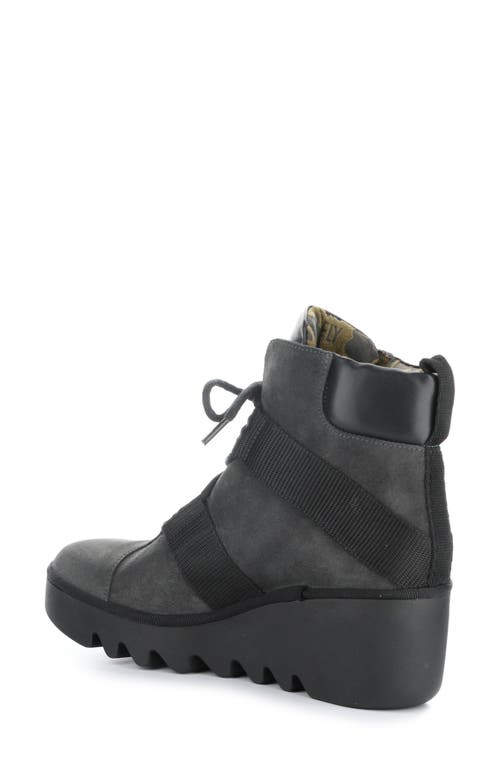 Shop Fly London Blom Wedge Boot In 003 Diesel/black