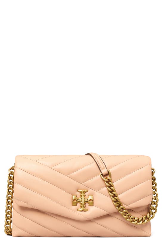 Tory Burch Kira Chevron Quilted Leather Wallet On A Chain In Devon Sand