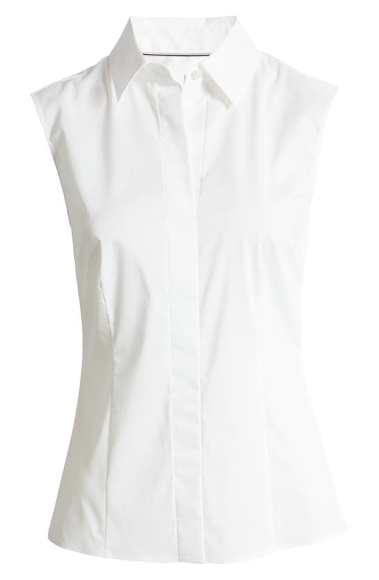 Shop Hugo Boss Boss Bashiva Sleeveless Shirt In White