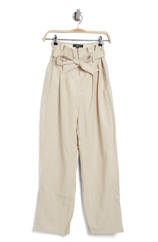 Lulus Change The Game Paperbag Waist Faux Leather Pants In Beige