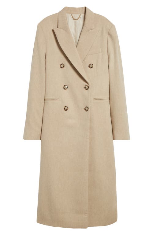 Victoria Beckham Double Breasted Wool & Cashmere Coat In Bone