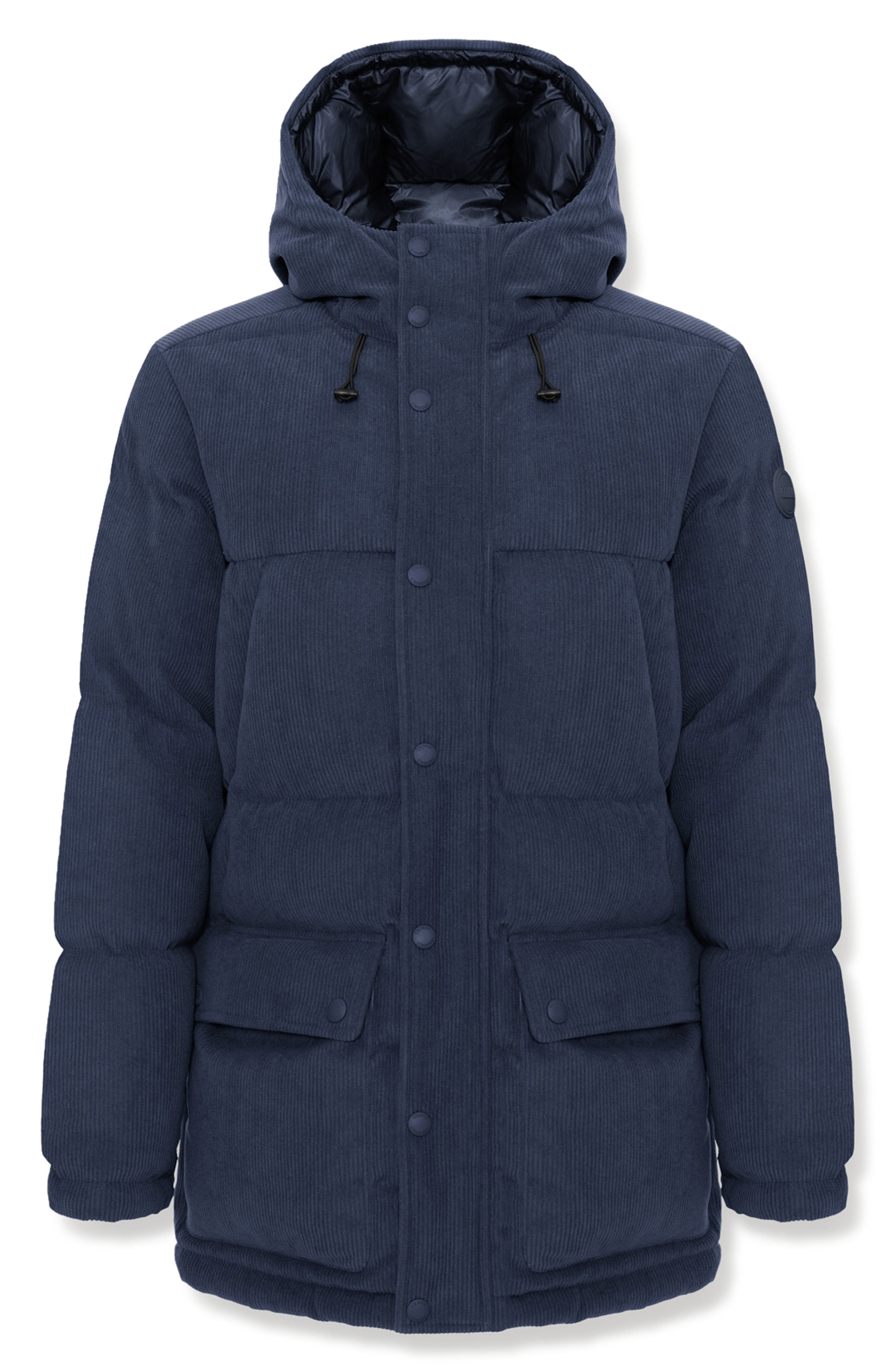 COLMAR Dandy Water Repellent Down Corduroy Puffer Jacket in Navy Blue 