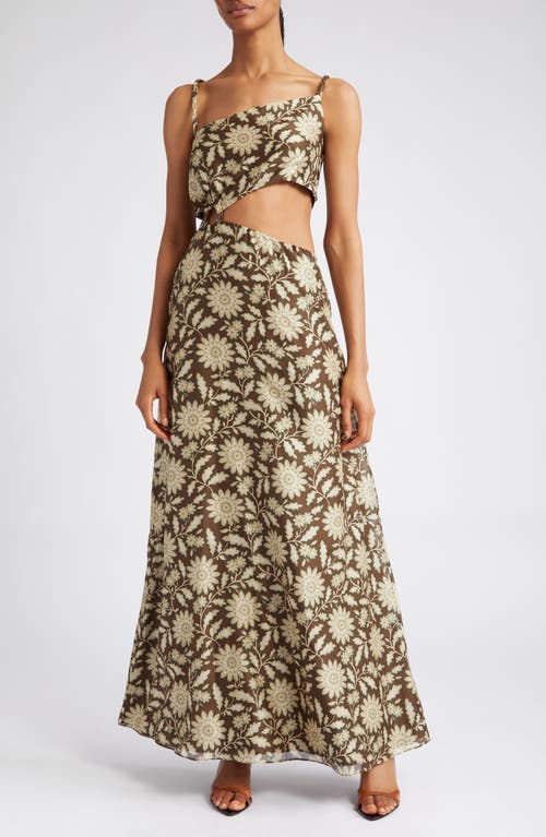 SIR Xanita Paisley Floral Asymmetric Cutout Cotton & Silk Sundress Print at Nordstrom,