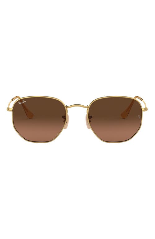Ray Ban Ray-ban 51mm Geometric Sunglasses In Gold/brown Gradient