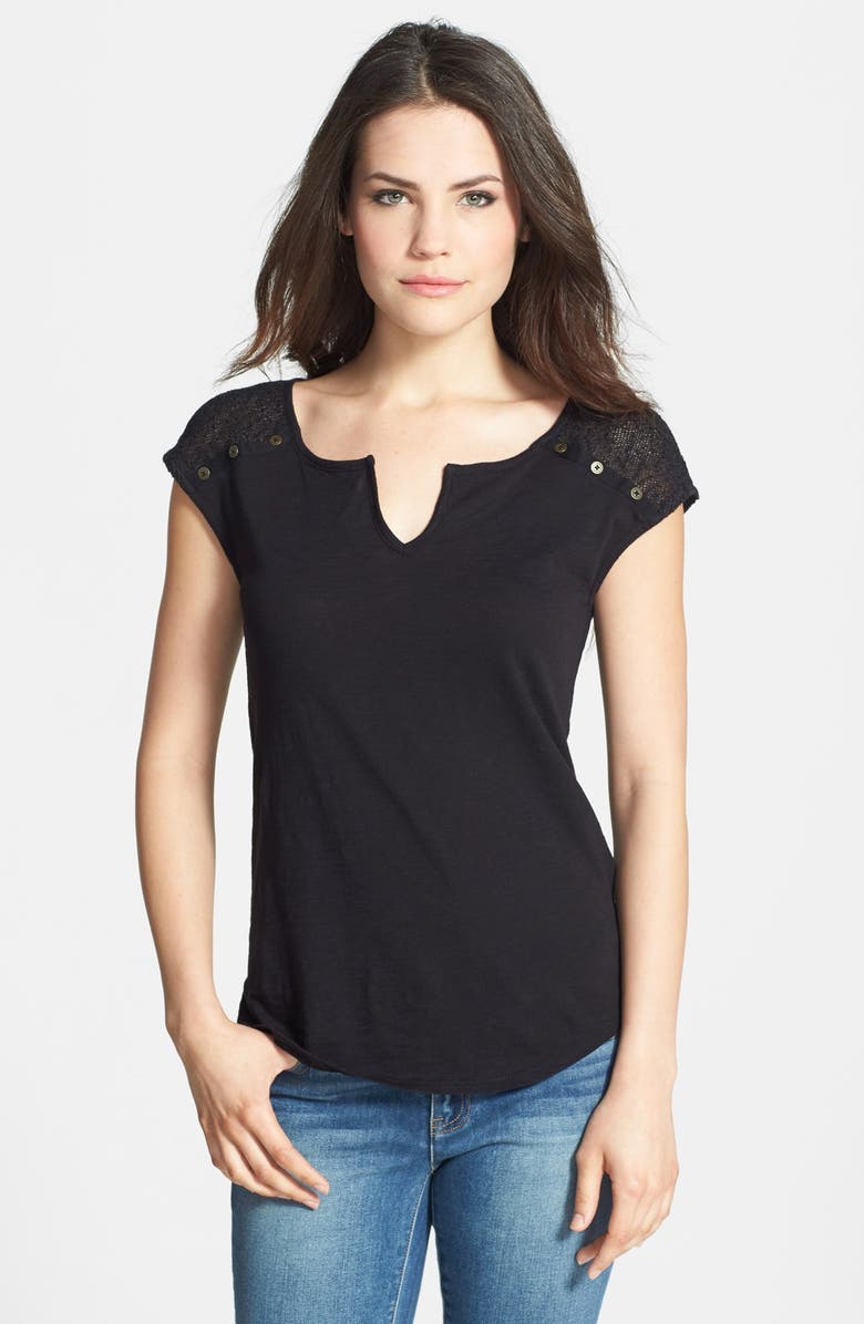 Lucky Brand Mesh Yoke Cap Sleeve Top Nordstrom Lucky Brand Mesh Yoke Cap Sleeve Top Nordstrom