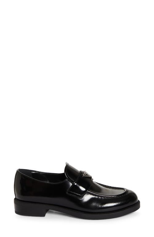 Shop Prada Triangle Logo Patent Leather Loafer In Nero