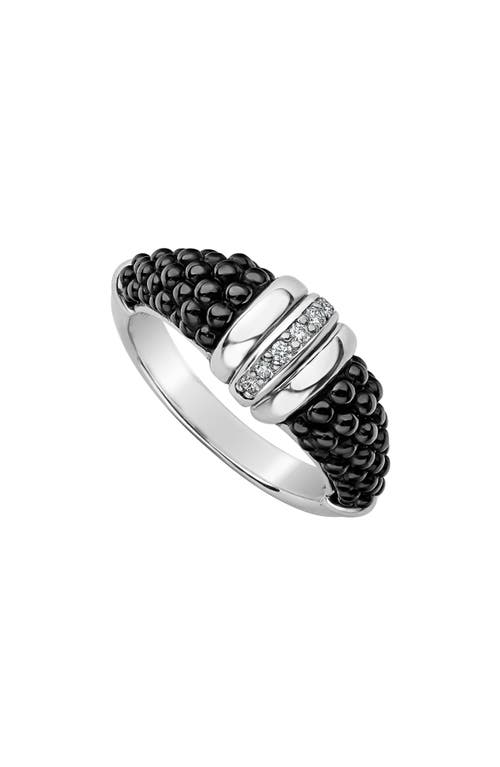 Shop Lagos Black Caviar Diamond Tapered Ring In Silver/black