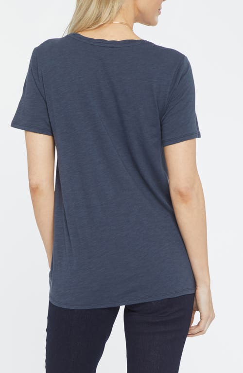 Shop Nydj Twist V-neck T-shirt In Oxford Navy And Optic White