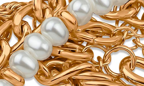 Shop Jardin Imitation Pearl Mixed Chain Layered Bracelet In White/gold