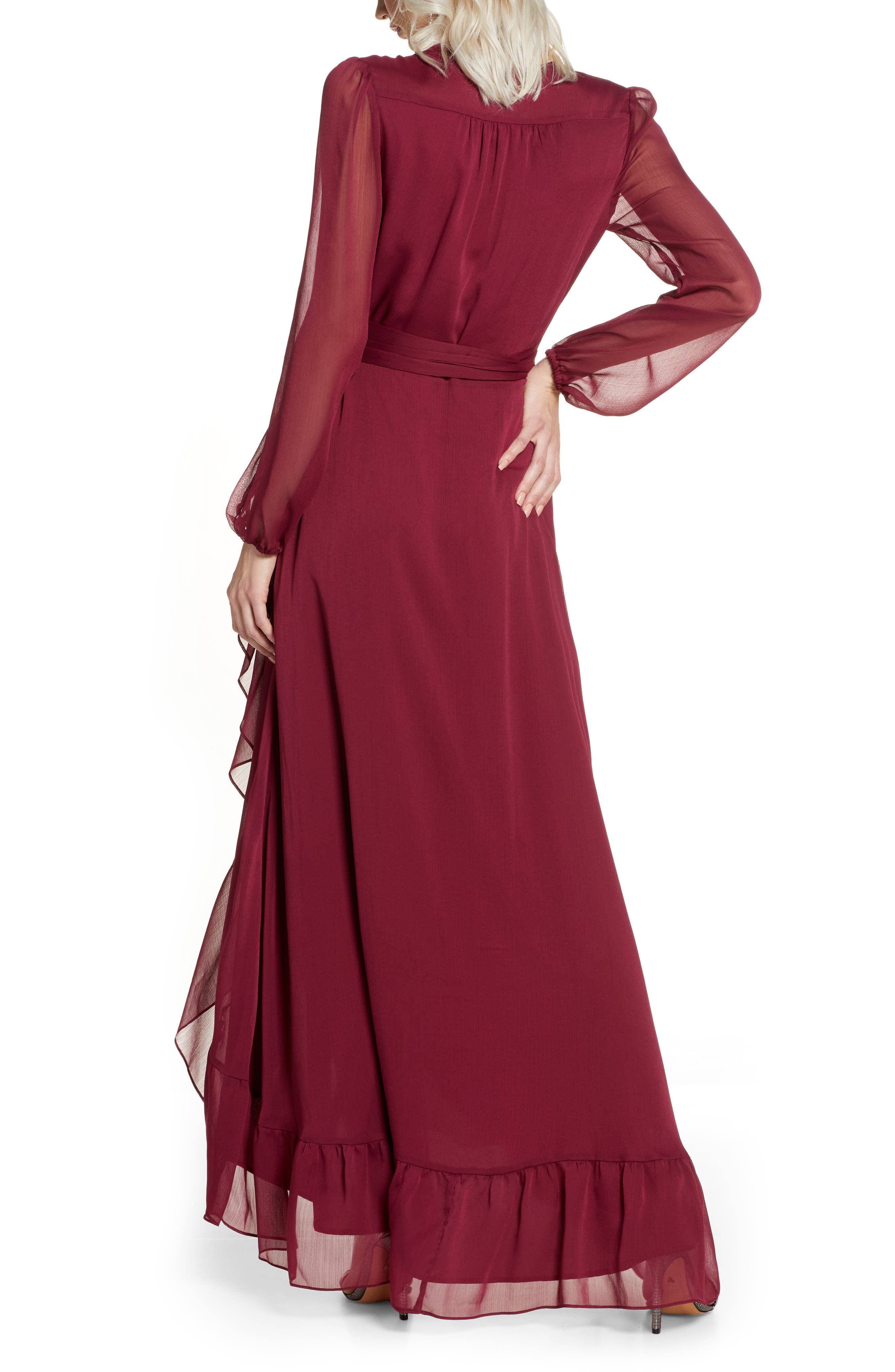 meryl long sleeve wrap maxi dress wayf