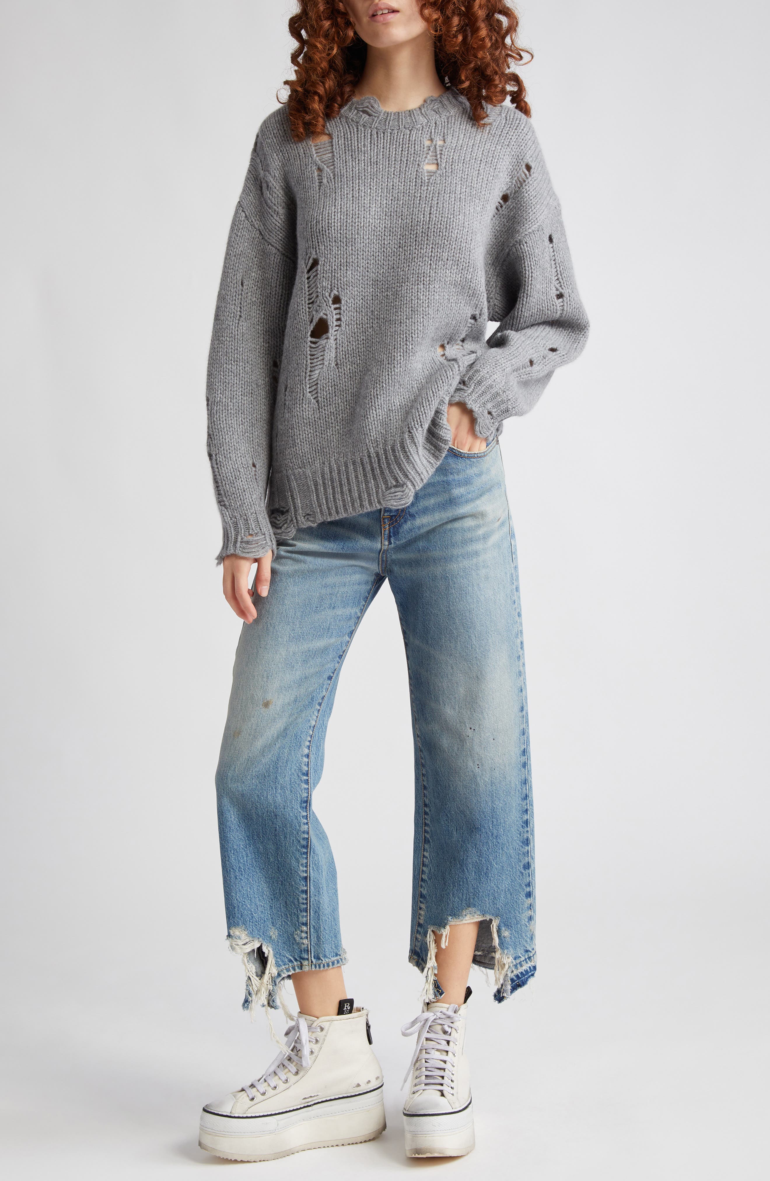 R13 Oversize Distressed Cashmere Sweater | Nordstrom