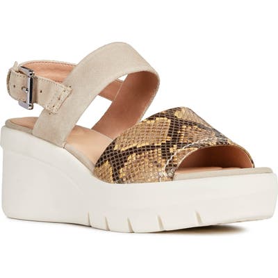 Geox Torrence Wedge Sandal, Beige