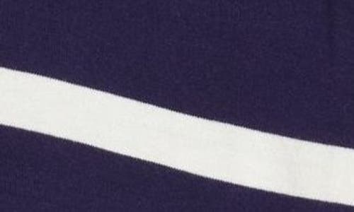 Shop Bobeau Stripe V-neck Pullover Sweater In Navy/ivory