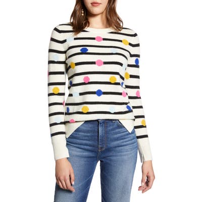 Halogen Wool & Cashmere Intarsia Crewneck Sweater, Ivory