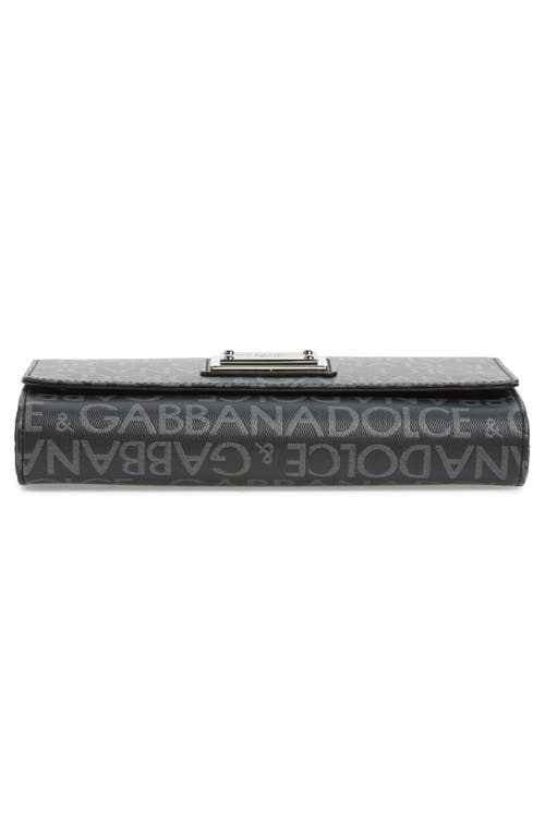 Dolce & Gabbana Dolce&gabbana Logo Coated Jacquard Crossbody Bag In 8b969 Nero/ Grigio