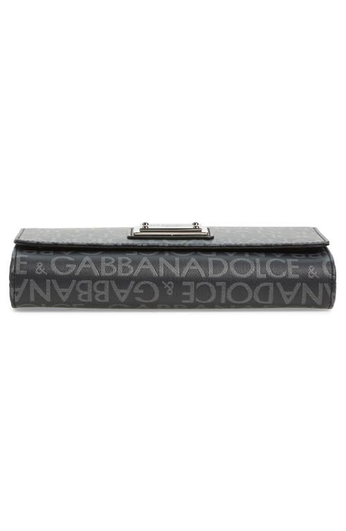 Shop Dolce & Gabbana Dolce&gabbana Logo Coated Jacquard Crossbody Bag In 8b969 Nero/grigio