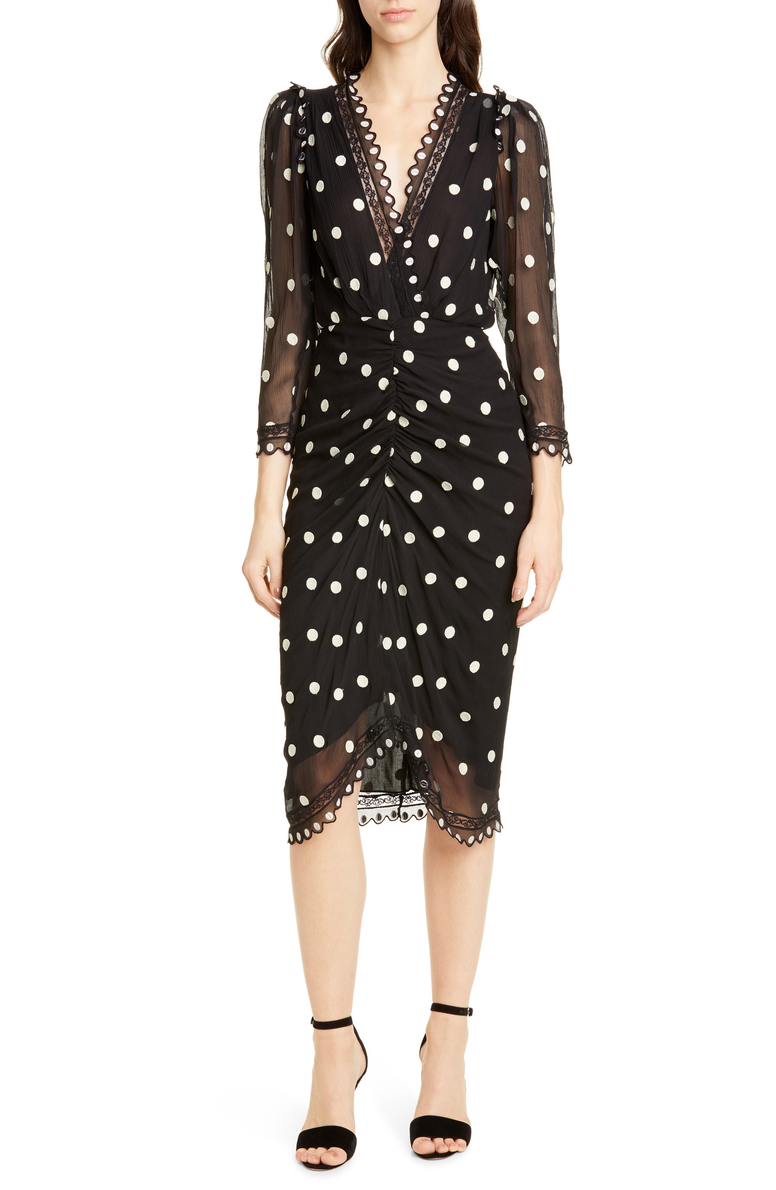 Rebecca Taylor Dot Embroidered Silk Dress, Black