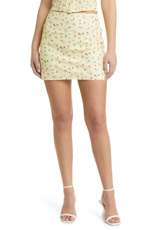 WAYF Sunshine Floral Linen Blend Miniskirt Yellow Ditsy at Nordstrom,